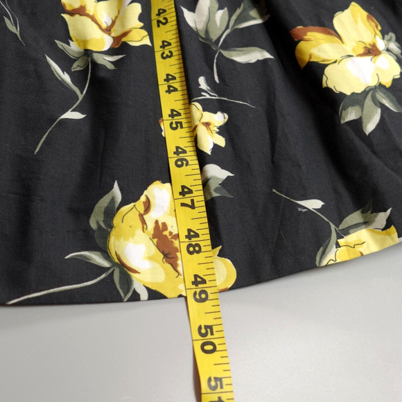 Teri Jon By Rickie Freeman Midi Dress 16 Black Yellow Roses Tiered Summer - Picture 15 of 16